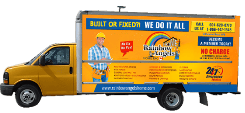 Rainbow Angels Home renovation service truck in Vancouver, BC