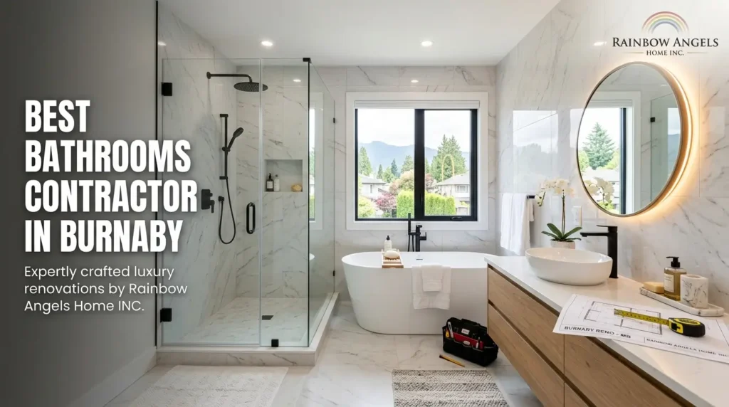Best Bathroom Contractor in Burnaby completing a modern bathroom renovation by Rainbow Angels Home INC