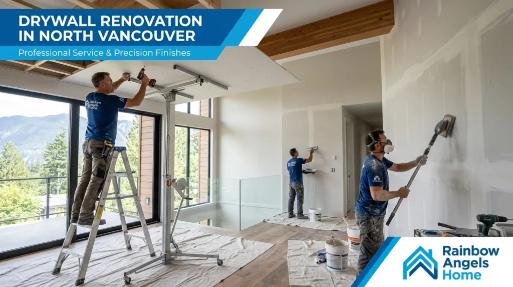 Professional drywall renovation in North Vancouver by Rainbow Angels Home