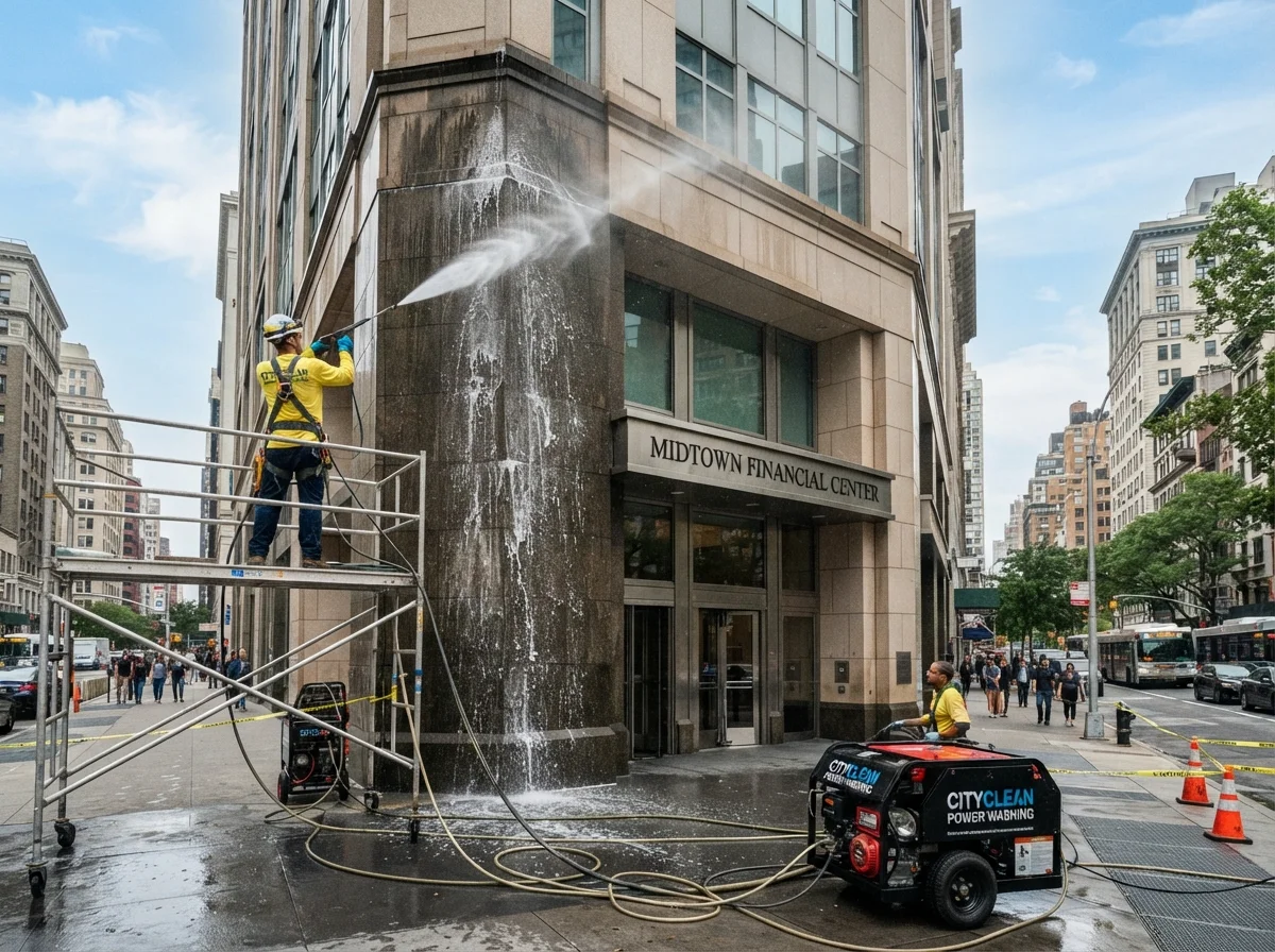 Commercial building power washing in Vancouver improving business appearance