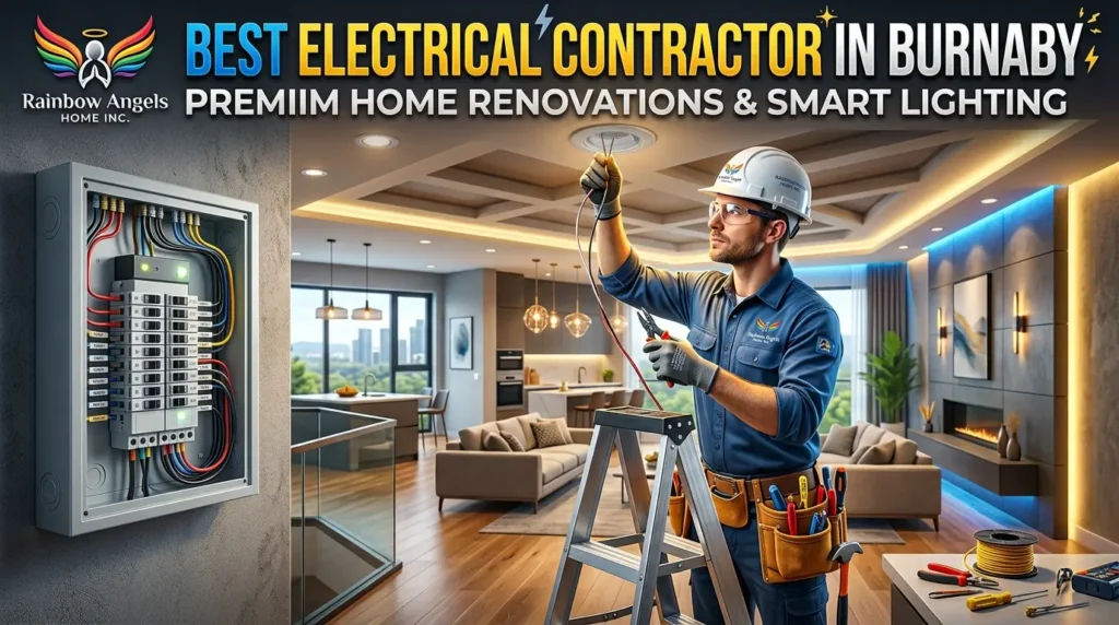 Best Electrical Contractor in Burnaby by Rainbow Angels Home INC installing modern electrical systems