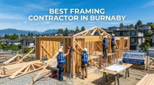 Best Framing Contractor in Burnaby BC by Rainbow Angels Home INC constructing a custom residential home frame.