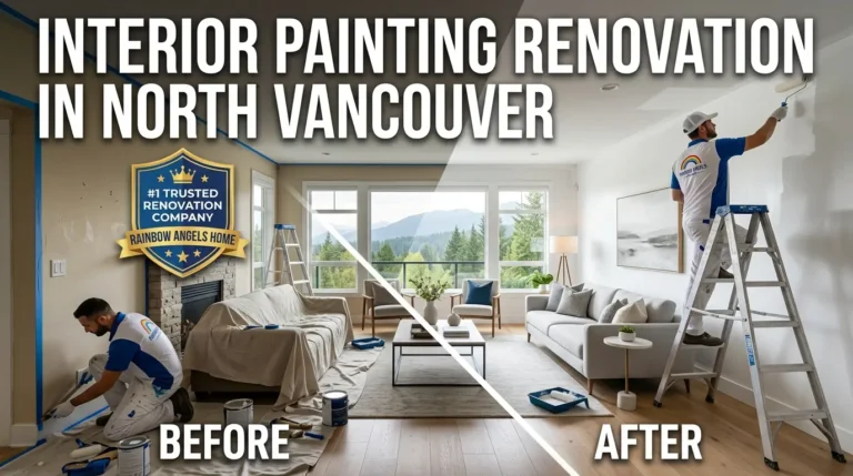 Professional interior painting renovation in North Vancouver by Rainbow Angels Home