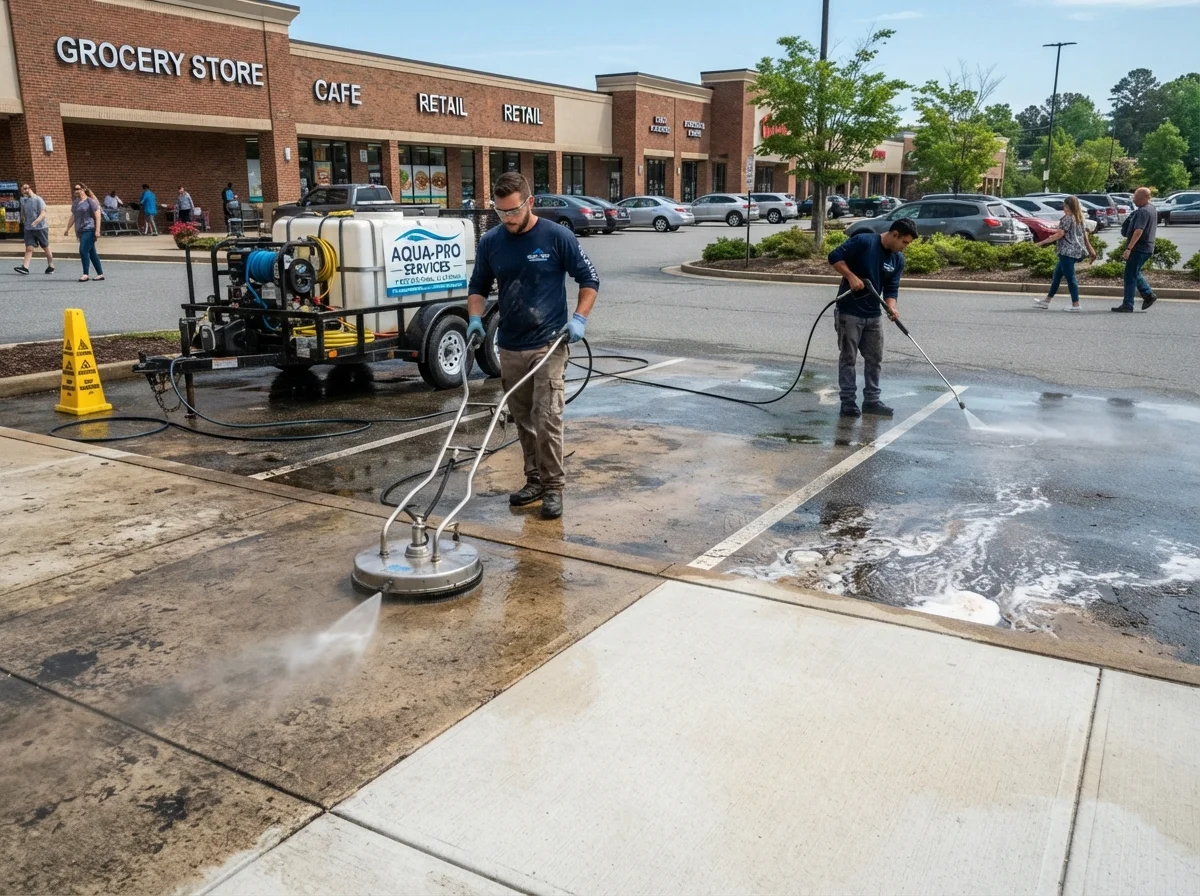 Parking lot and concrete surface cleaning in Vancouver removing grease stains