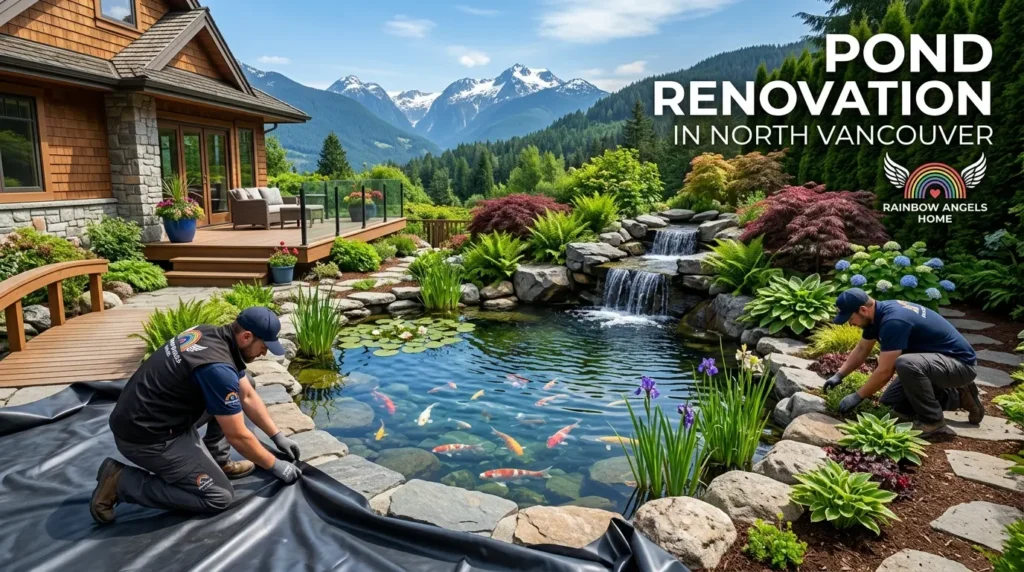 Professional pond renovation in North Vancouver by Rainbow Angels Home