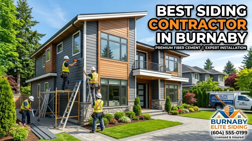 Best siding contractor in Burnaby installing modern fiber cement siding on a residential home