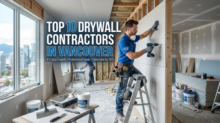 Professional drywall contractor installing gypsum board in a Vancouver residential home