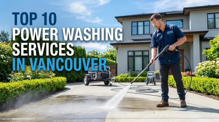 Top power washing cleaning service in Vancouver cleaning a residential driveway