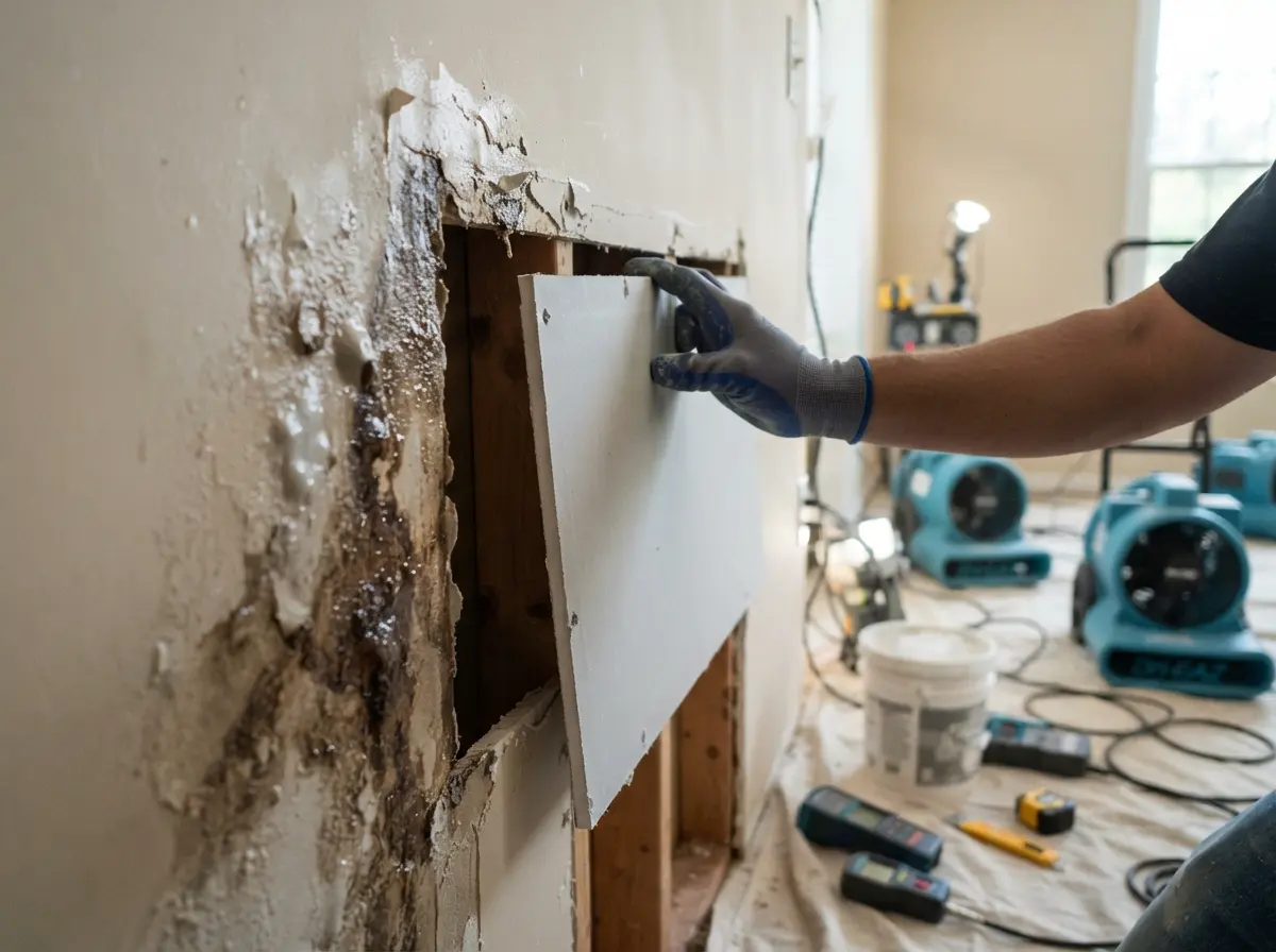Drywall contractor in Vancouver applying drywall tape and joint compound.