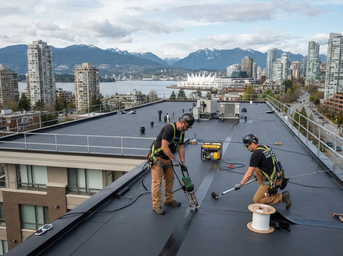 Flat roofing services for residential and commercial buildings in Vancouver.