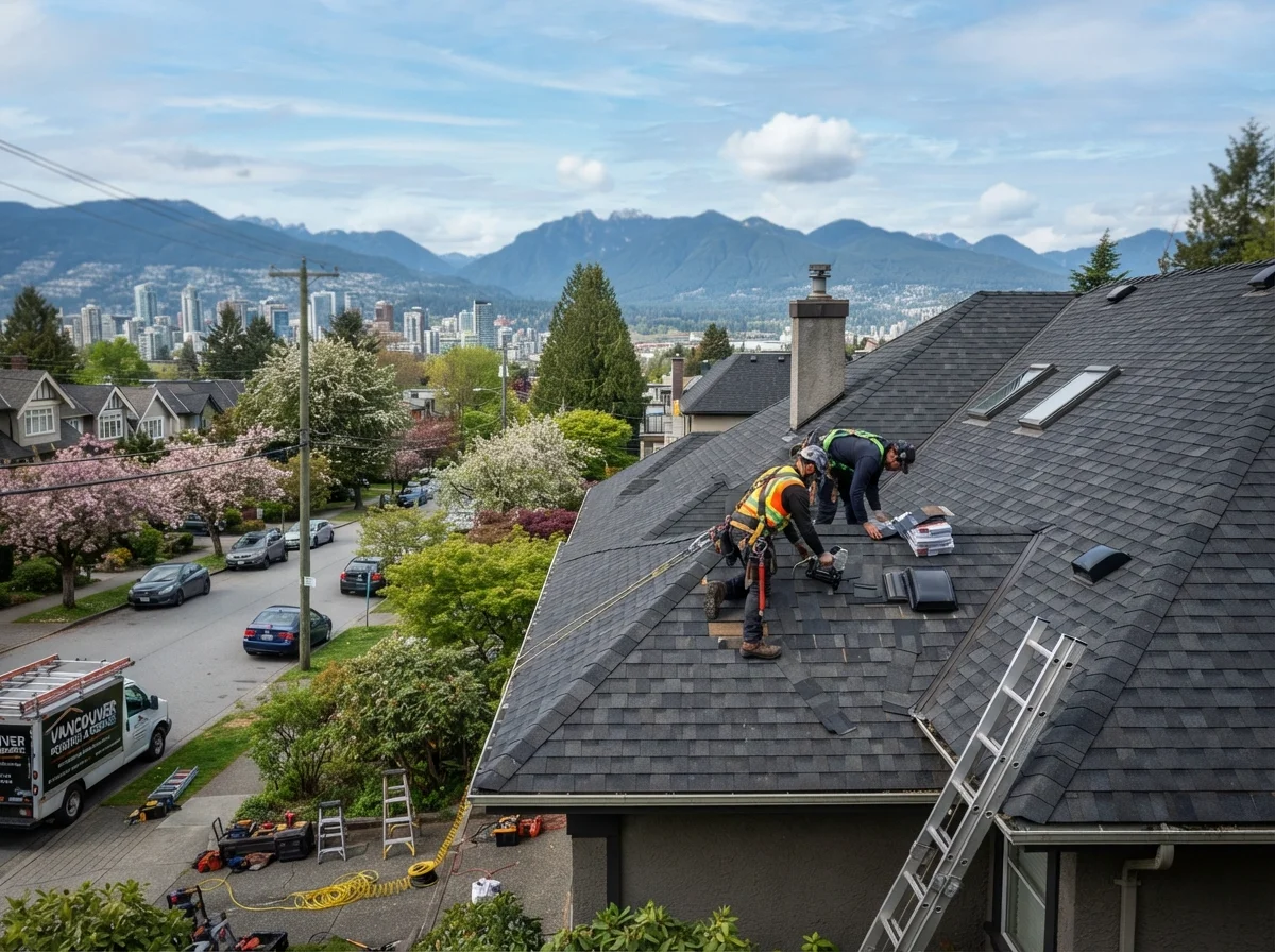 Roof repair services in Vancouver fixing leaks and damaged shingles.
