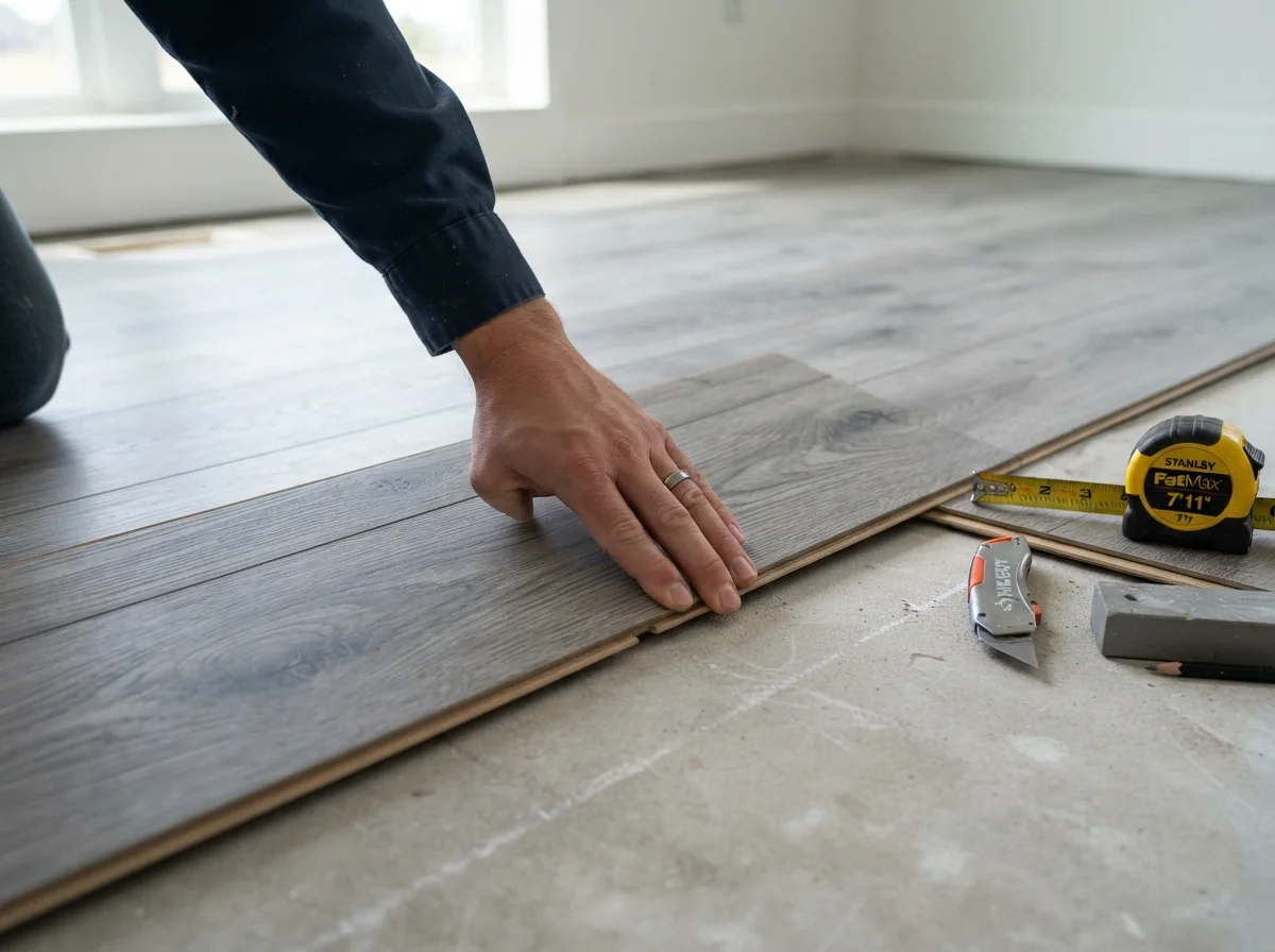 Luxury vinyl flooring installation in Vancouver.